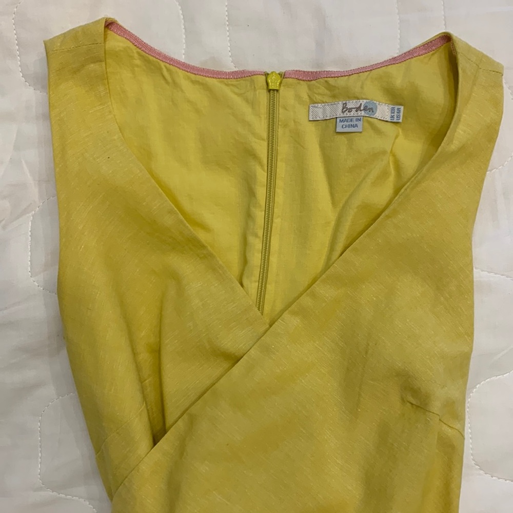 Boden yellow size 6 US linen and cotton blend dress.